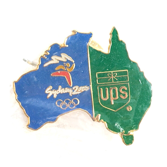 VTG Sydney 2000 Olympics UPS United Parcel Service Logo Australia Map Enamel Pin - Picture 1 of 5